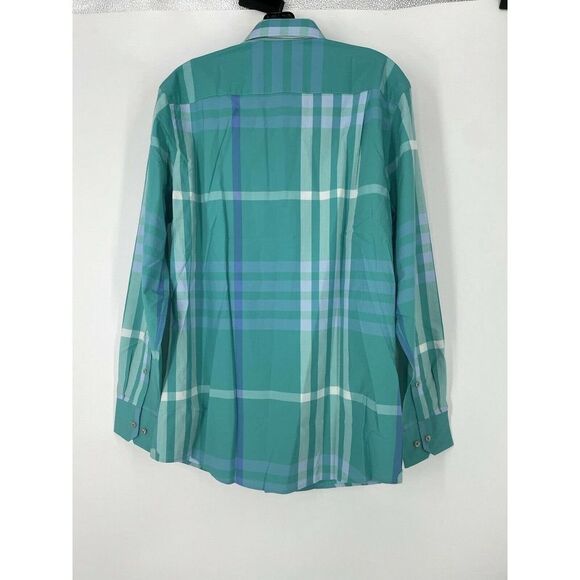 Southern Tide Trim Fit Medium Blue Green Stripe Long Sleeve Mens Button Shirt - Picture 2 of 7